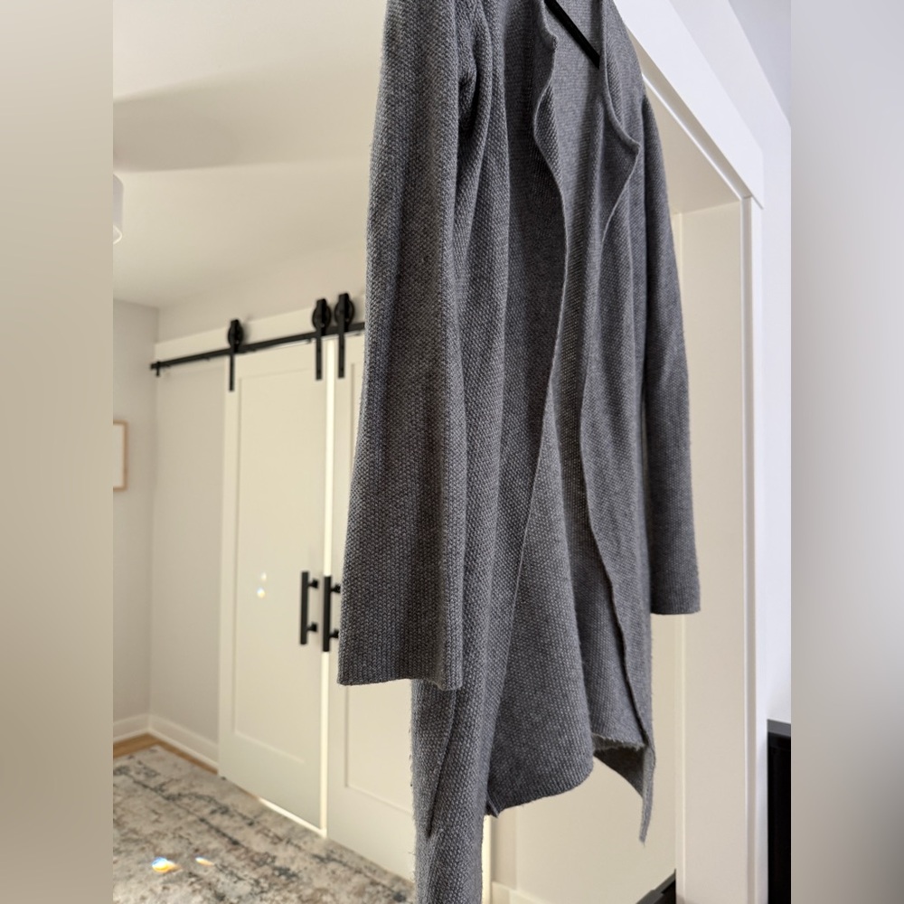 Open-Front Gray Knit Women's Cardigan